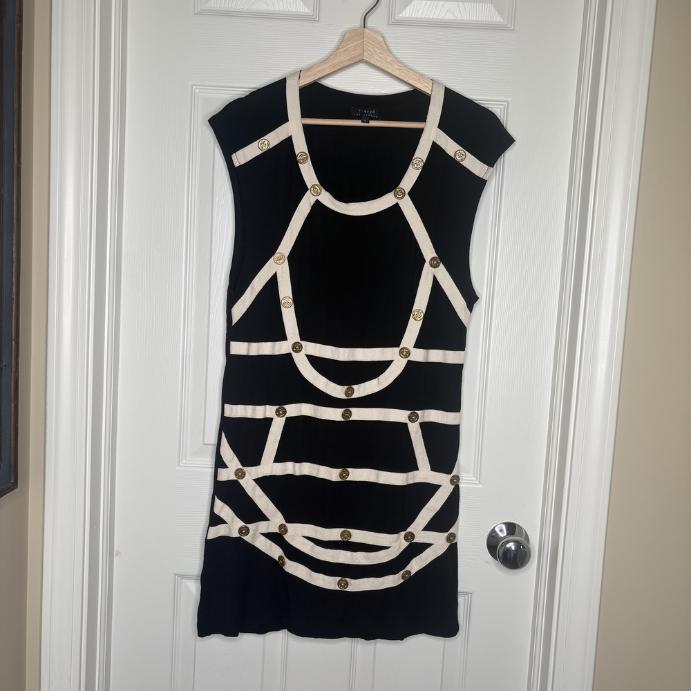 t~bags Chic Black and Cream Women's Top Large